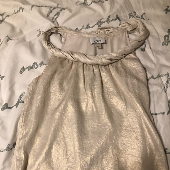 Ann Taylor Loft gold/tan small sleeveless blouse - Picture 1 of 2